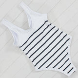 One Piece Striped Swimsuit - USAbeachclub